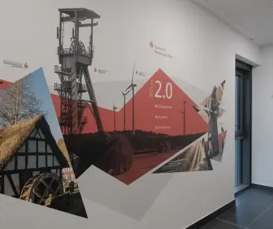 custom printed mural in Denver office hallway